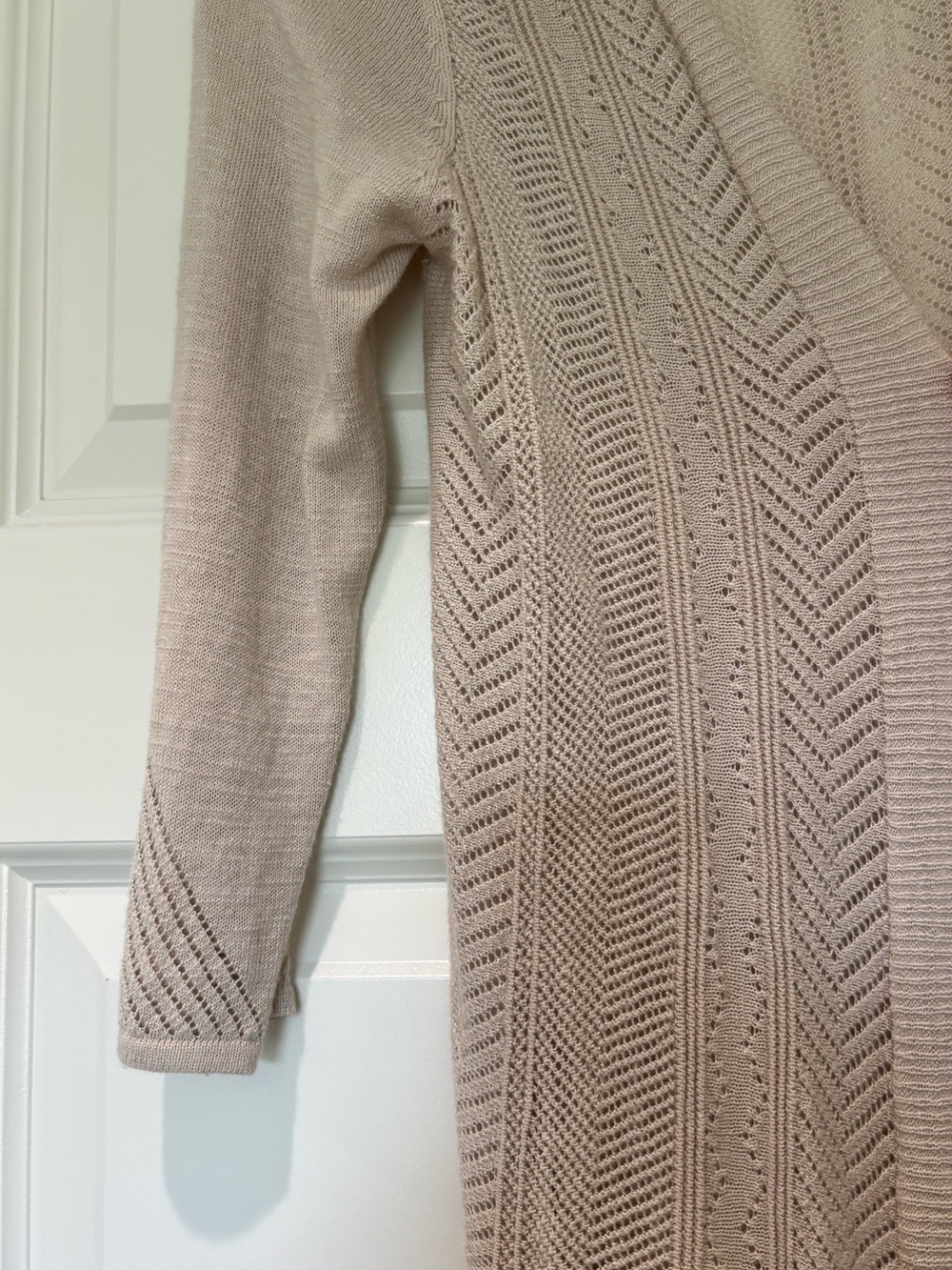 Charter Club Sz S Cream Pointelle Knit Cardigan Cotton Delicate 3/4 Sleeve - Picture 3 of 11